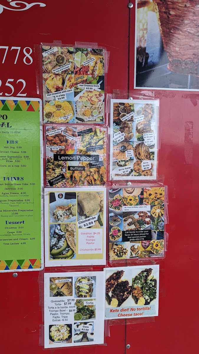El Trompo Villarreal menu board