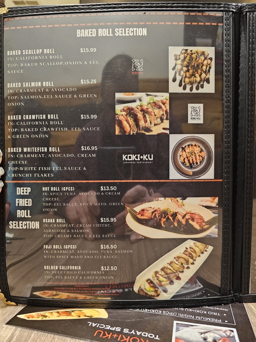 KOKI+KU SUSHI, RAMEN & UDON menu board
