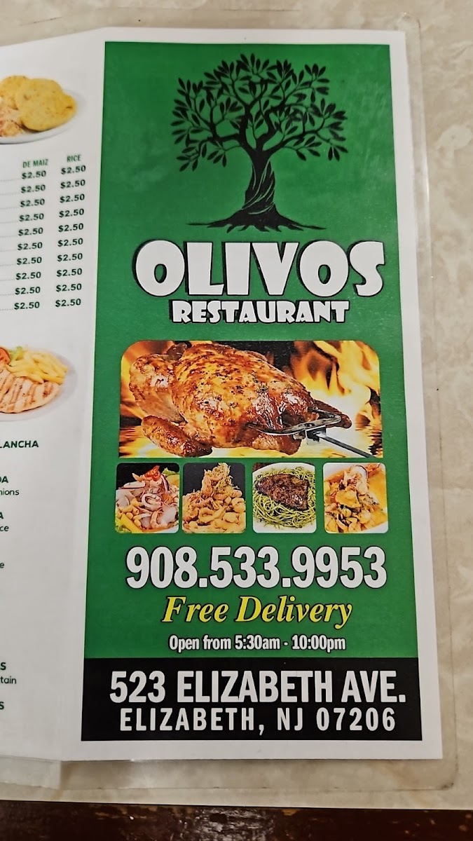 OLIVOS RESTAURANT menu board
