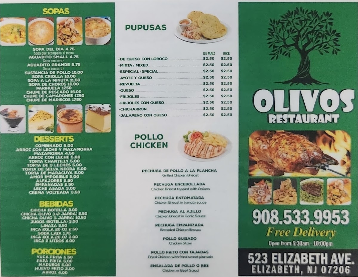 OLIVOS RESTAURANT menu board
