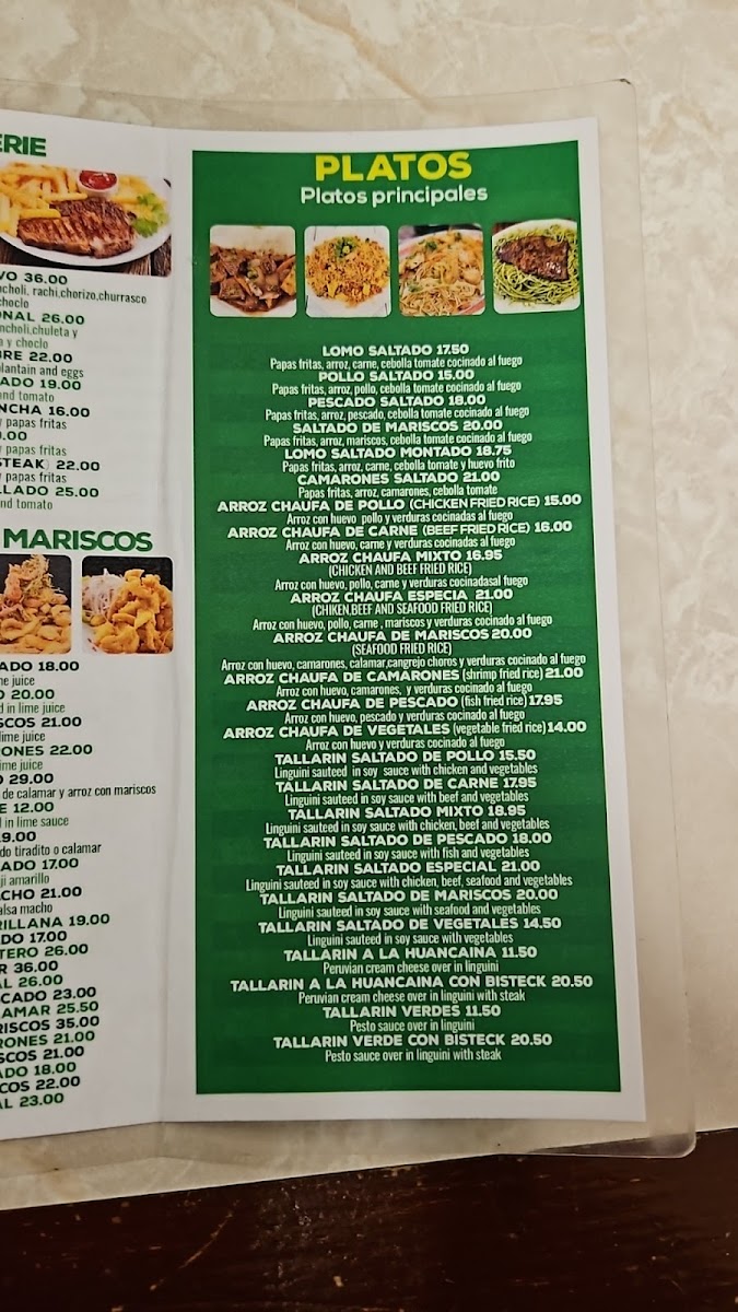 OLIVOS RESTAURANT menu board