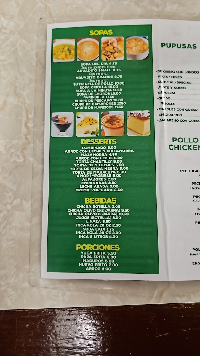 OLIVOS RESTAURANT menu board