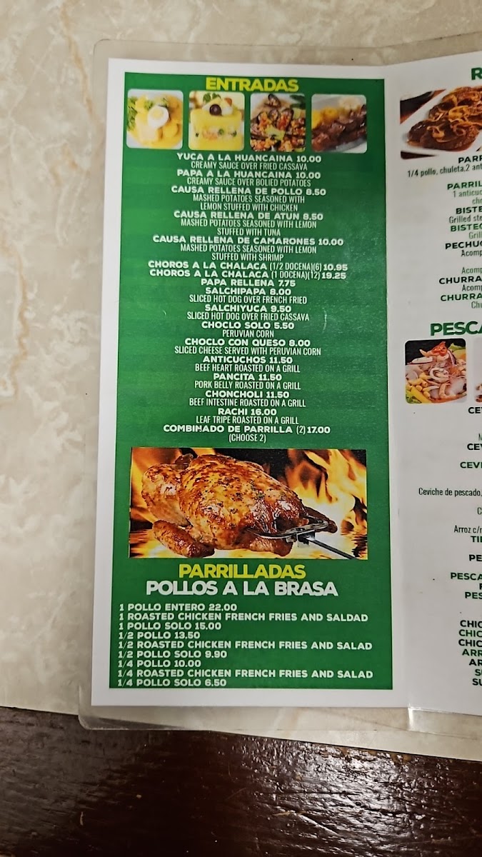 OLIVOS RESTAURANT menu board