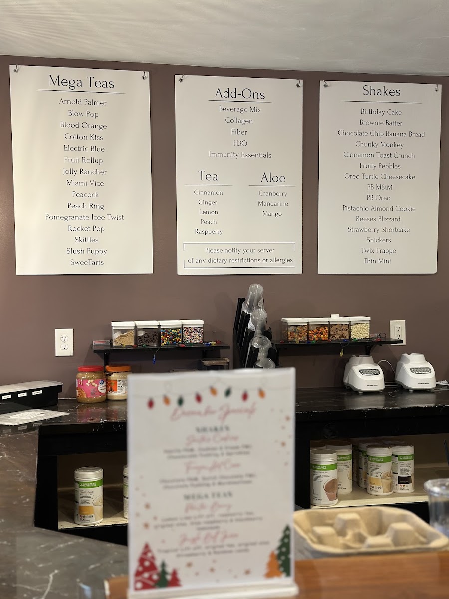 Sip ‘N Savor Nutrition menu board