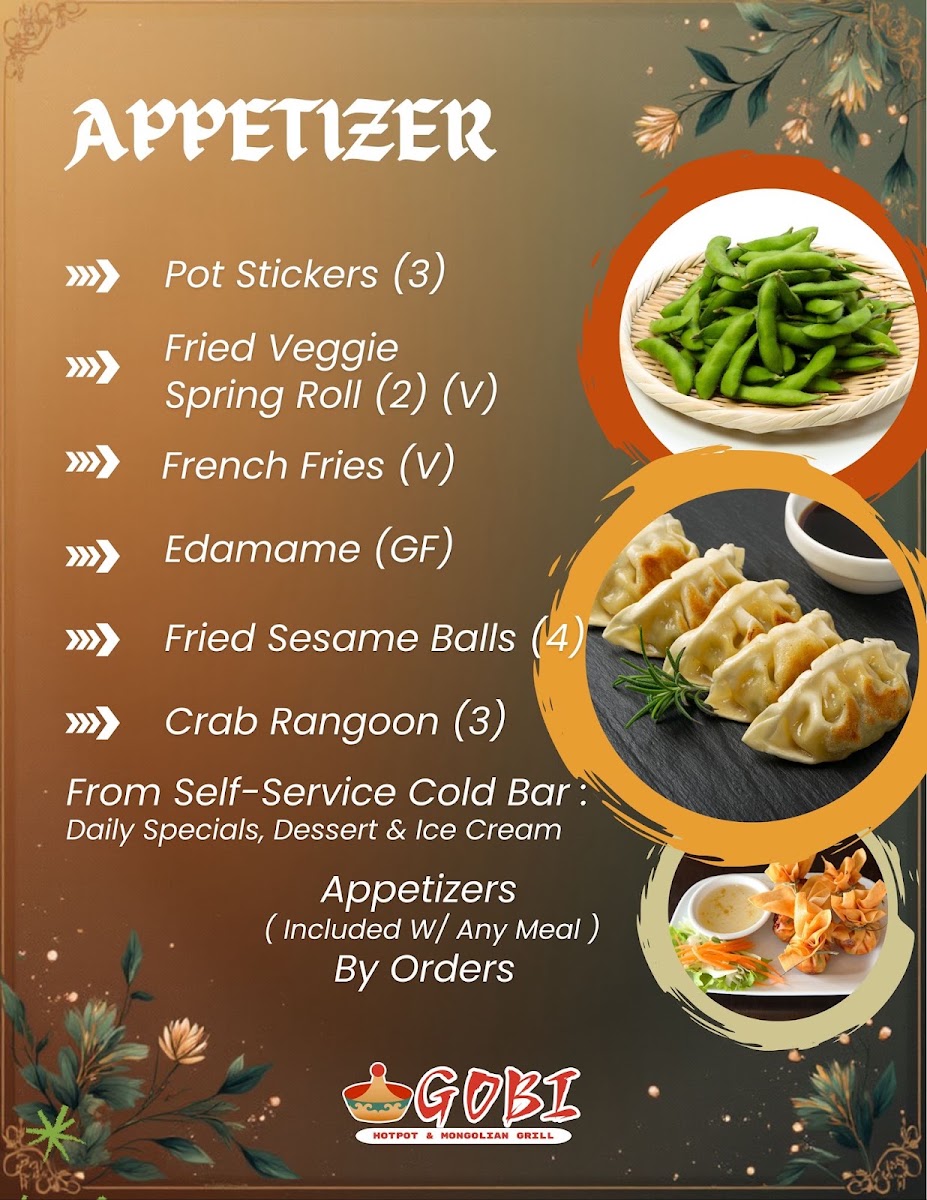 Gobi Hotpot & Mongolian Grill menu board