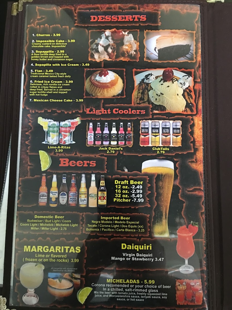 Los Parrilleros menu board