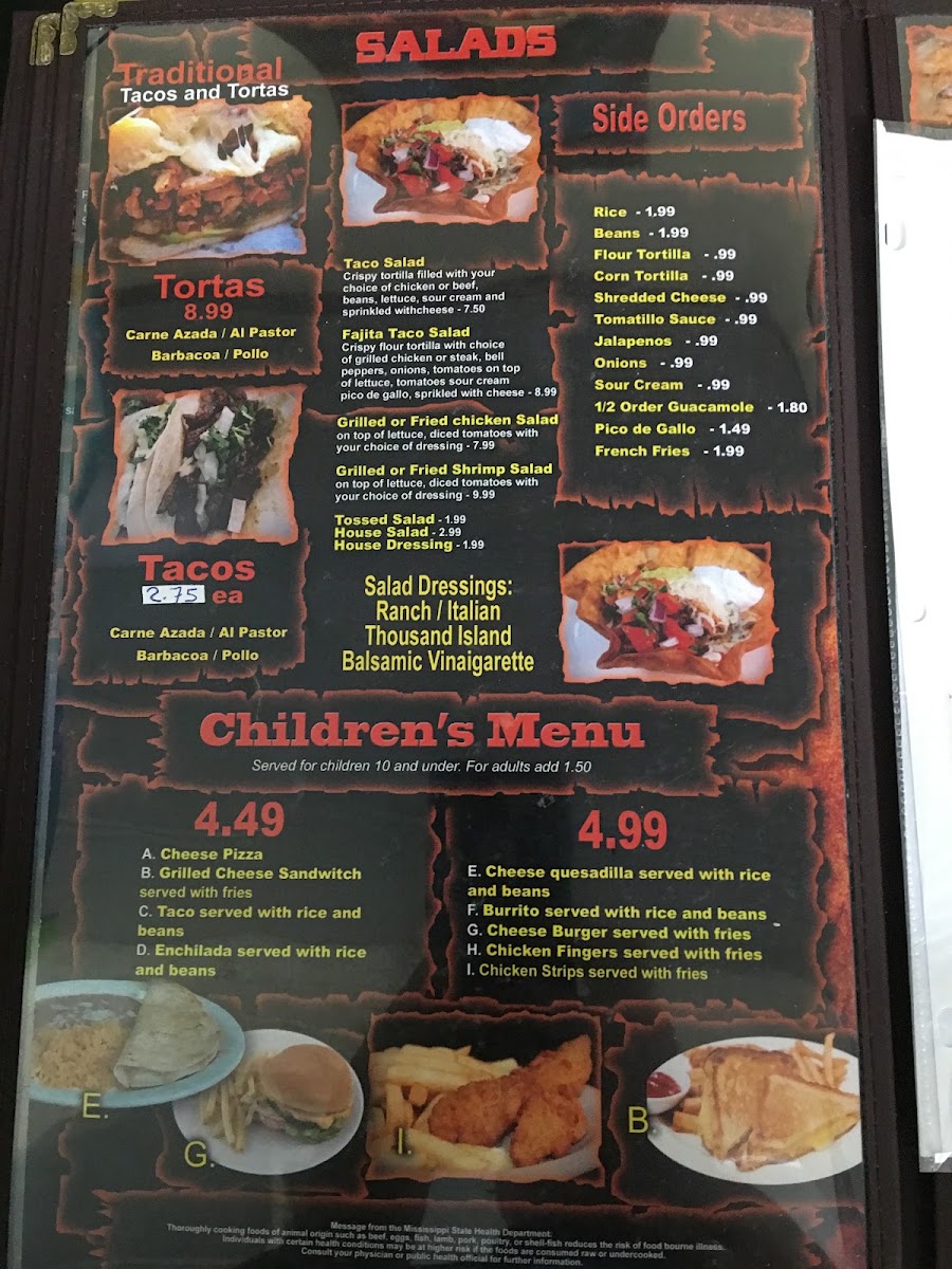 Los Parrilleros menu board