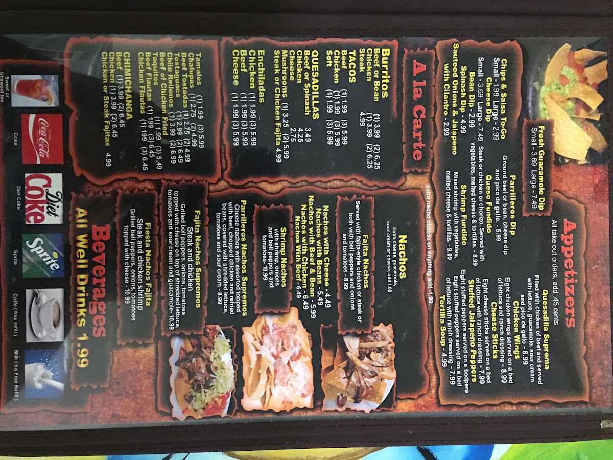 Los Parrilleros menu board