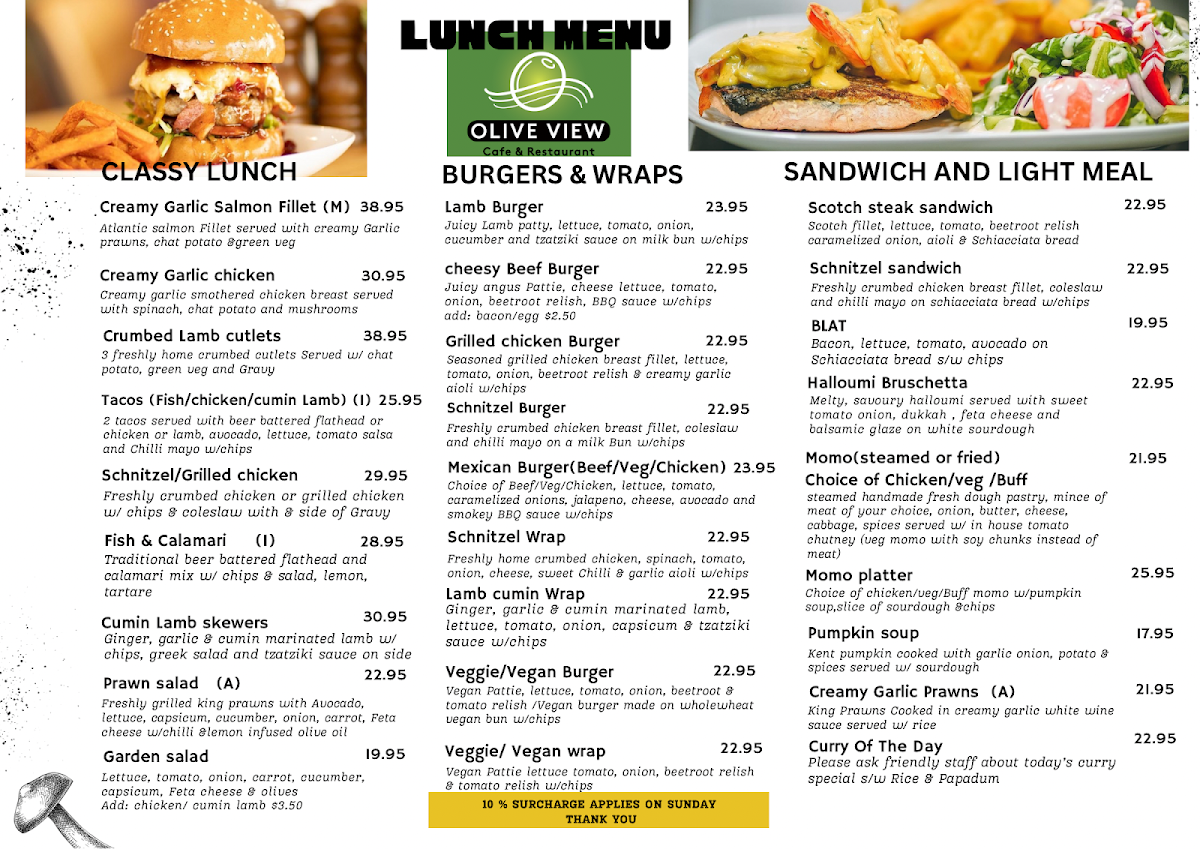 Olive View Cafe & Restaurant collector menu board