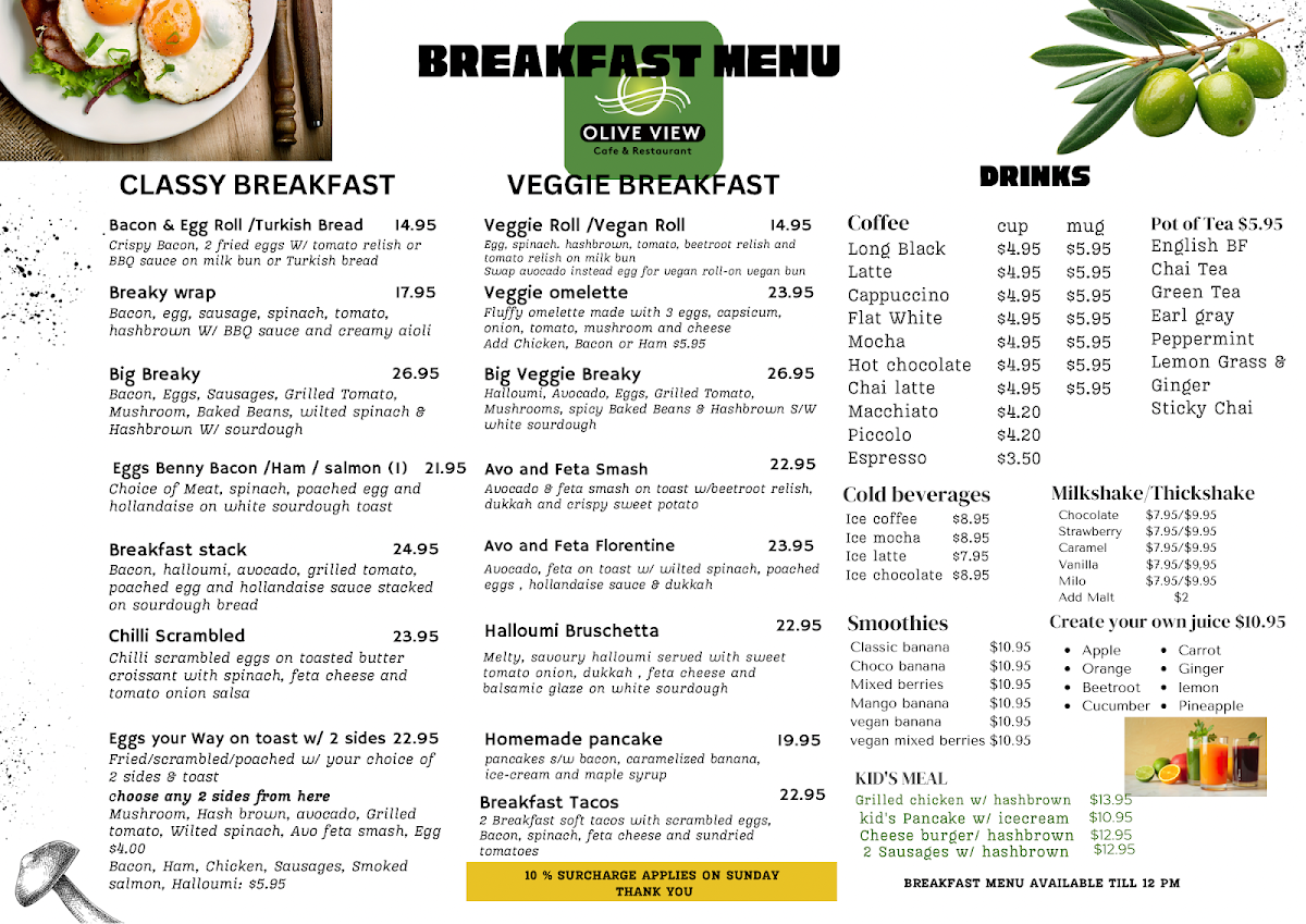 Olive View Cafe & Restaurant collector menu board
