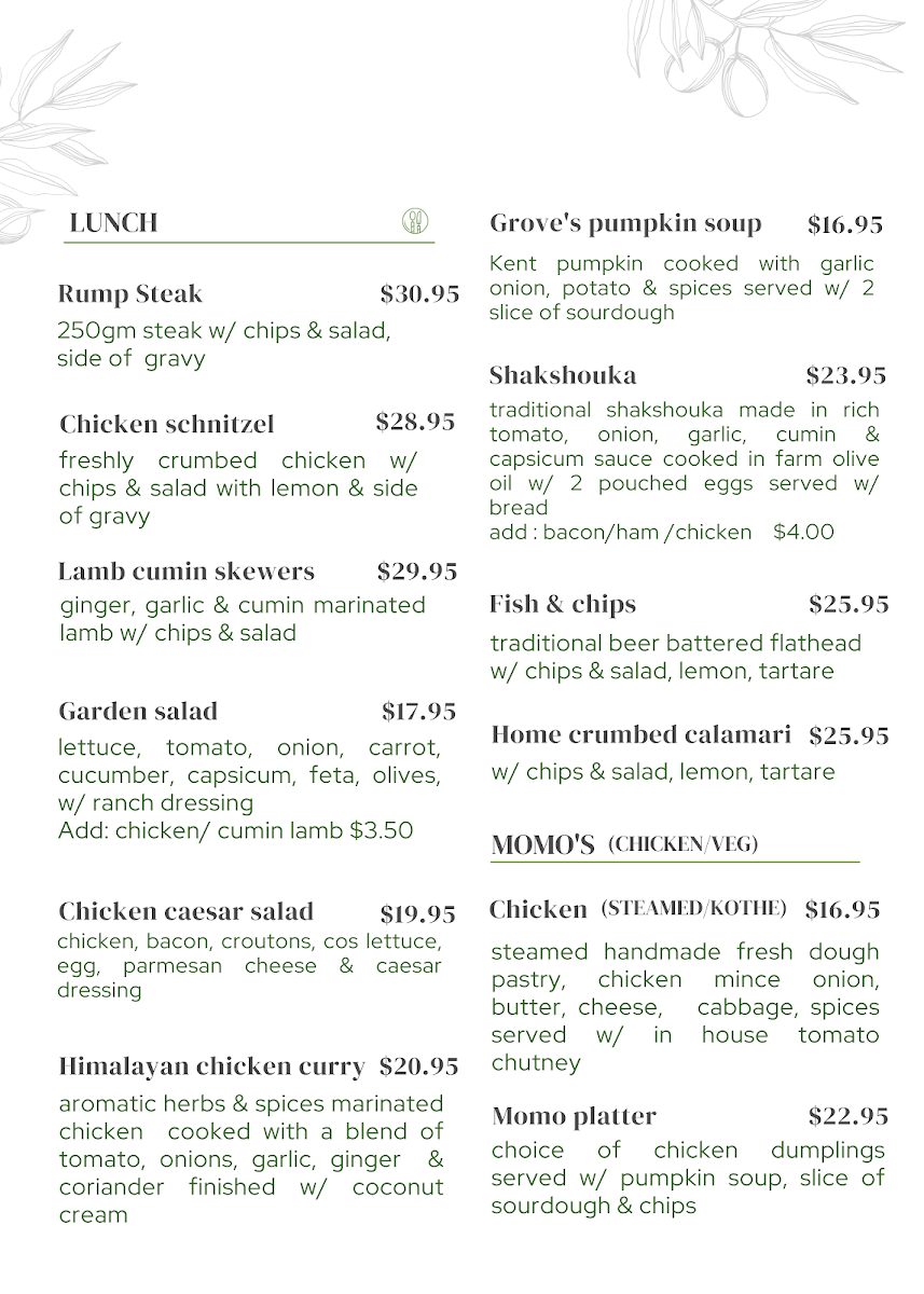 Olive View Cafe & Restaurant collector menu board