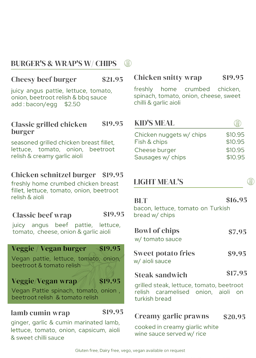 Olive View Cafe & Restaurant collector menu board