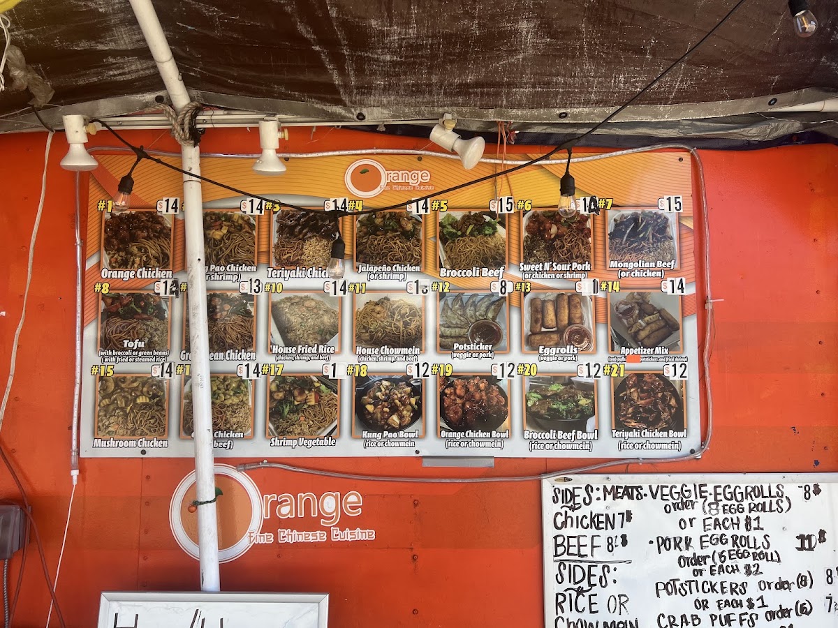 Orange Fine Chinese Cuisine menu board
