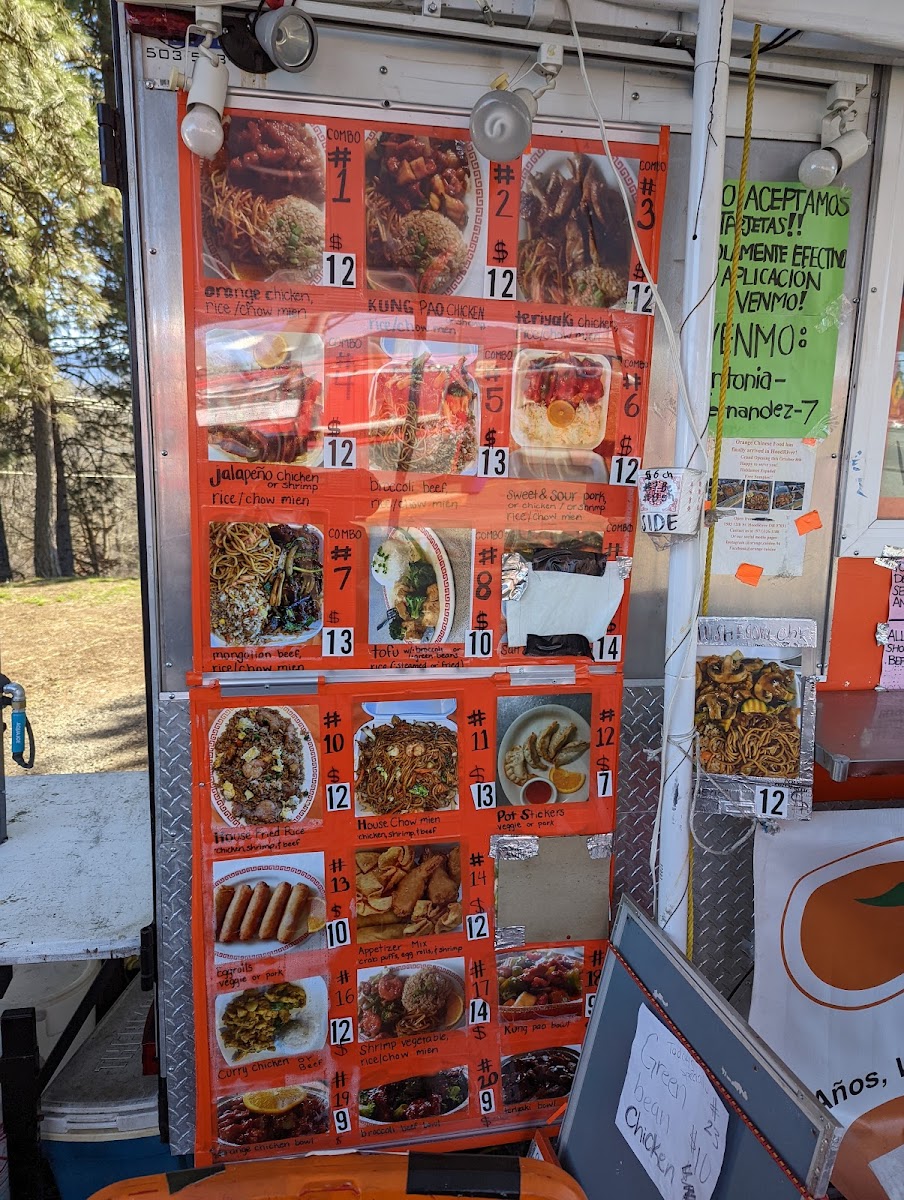 Orange Fine Chinese Cuisine menu board