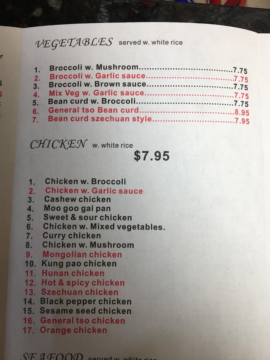 Hibachi buffet menu board