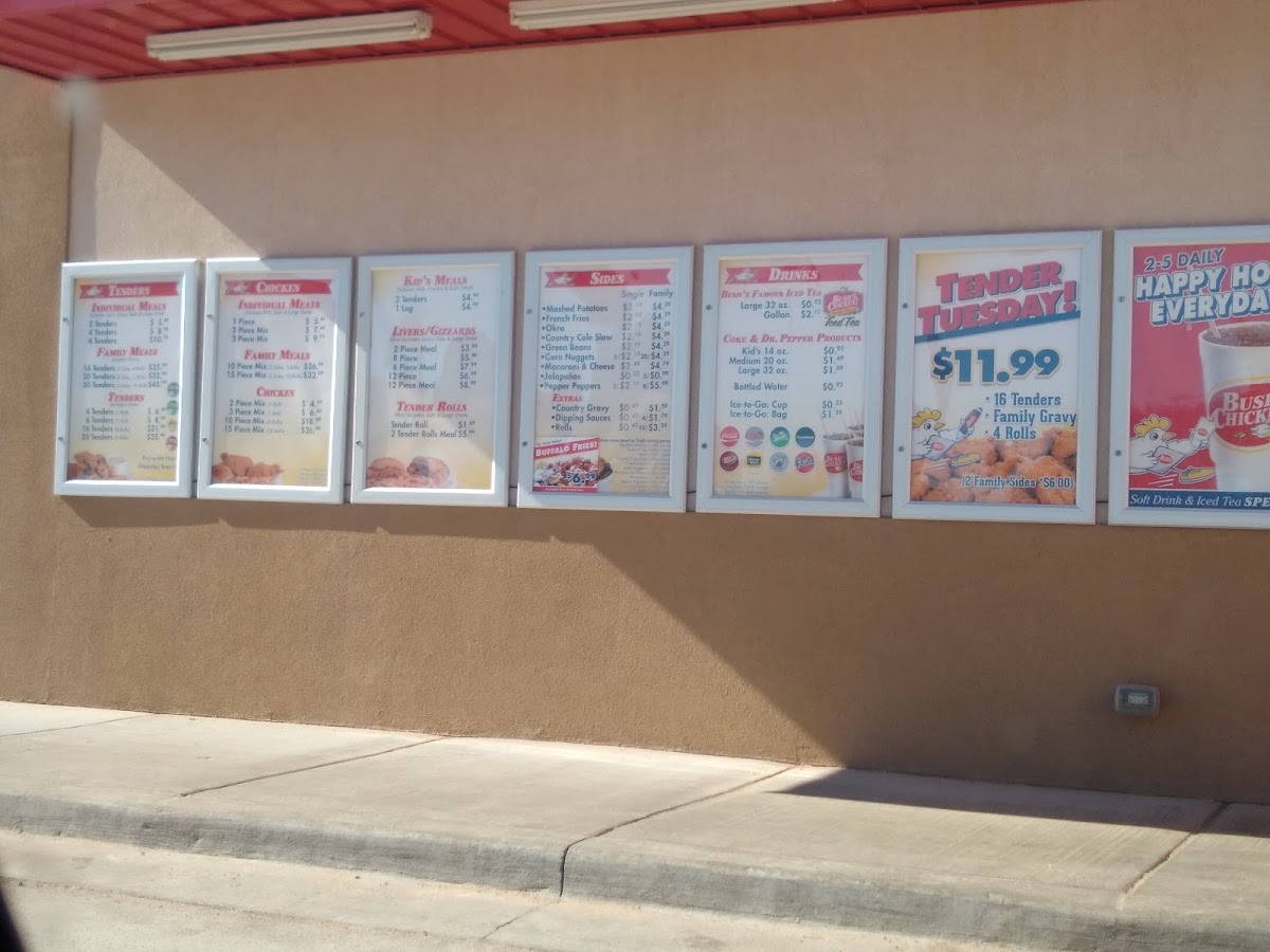 Bush’s Chicken menu board