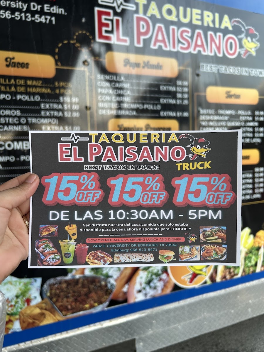 Taqueria El Paisano Truck menu board