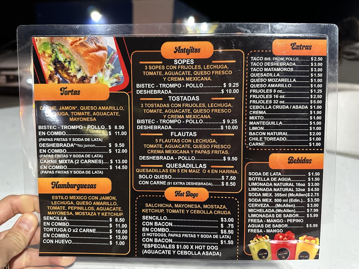 Taqueria El Paisano Truck menu board