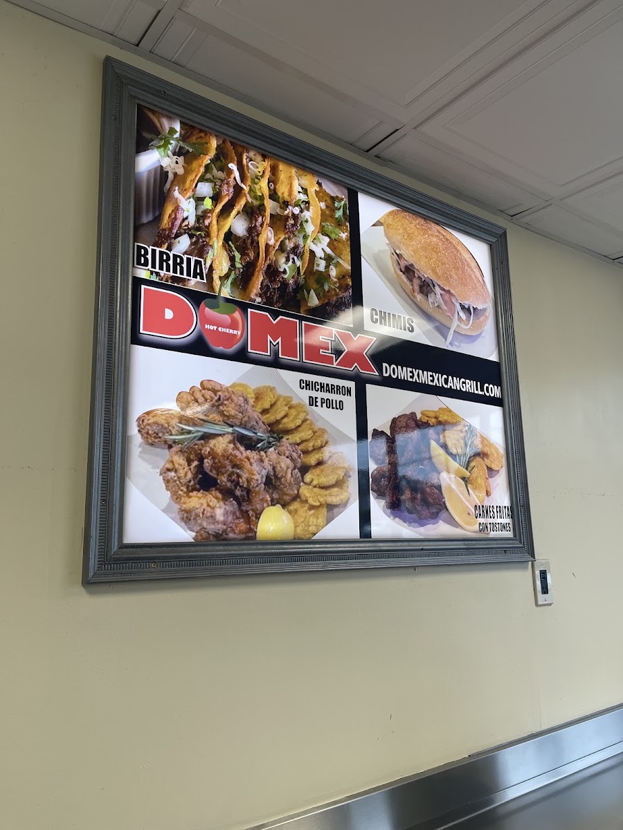 Domex Mexican Grill menu board