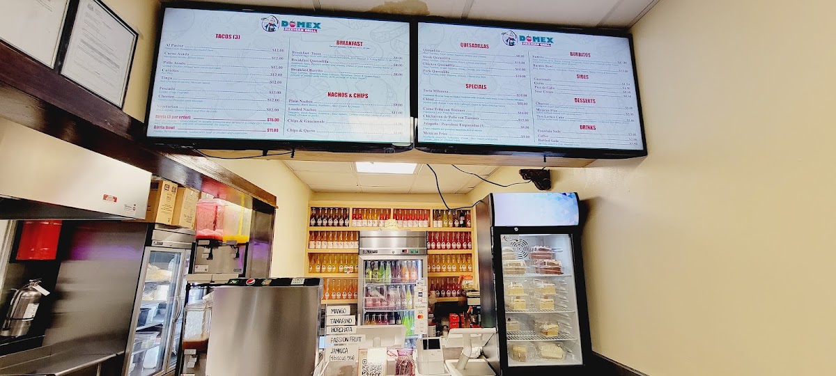 Domex Mexican Grill menu board