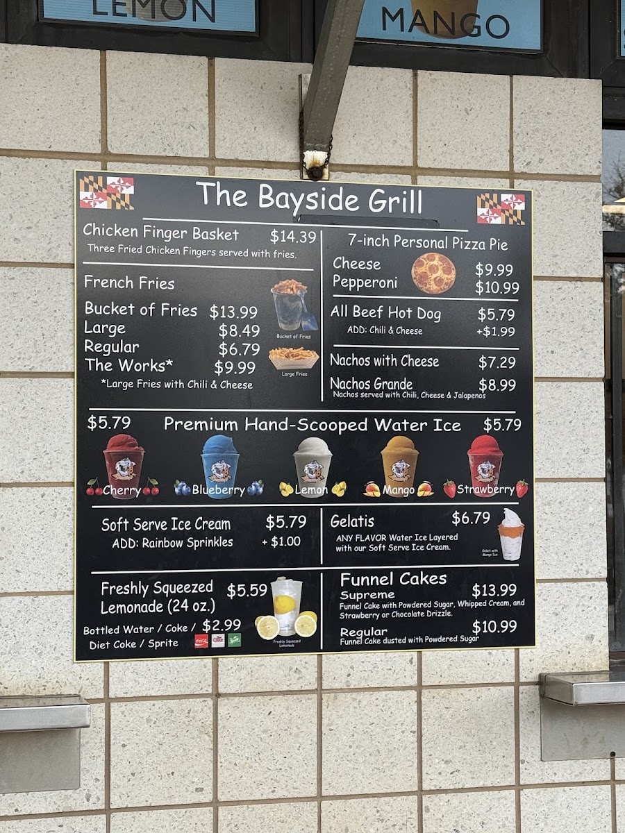 The Bayside Grill menu board