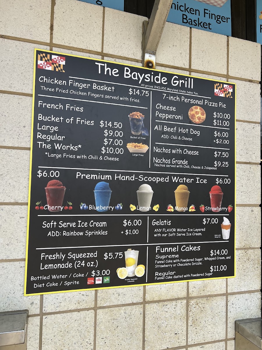 The Bayside Grill menu board