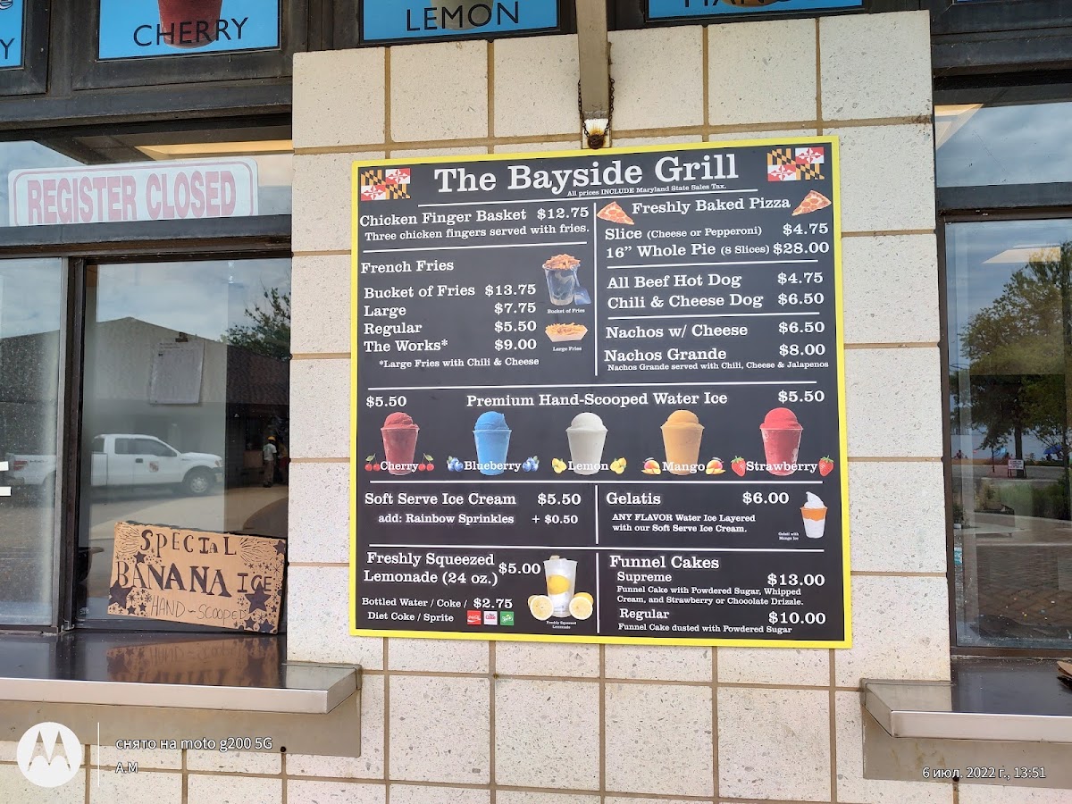The Bayside Grill menu board