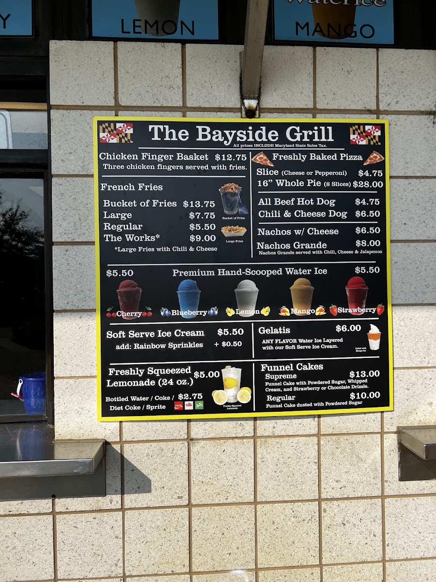 The Bayside Grill menu board