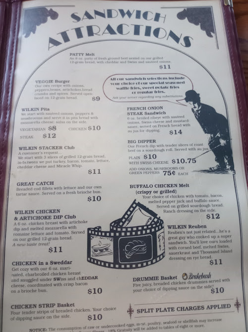 Wilkin Drink & Eatery menu board