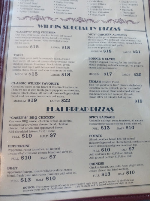 Wilkin Drink & Eatery menu board