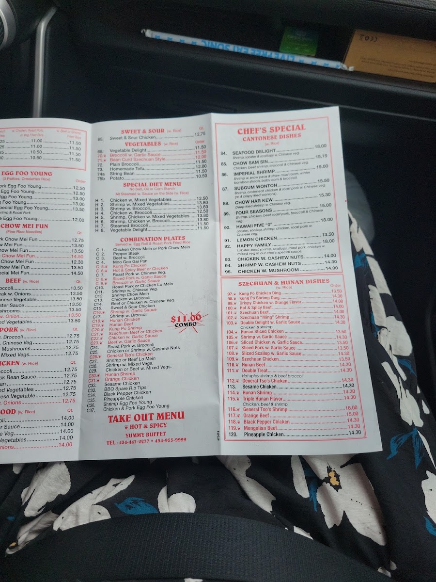 Star Buffet and Sushi Bar menu board