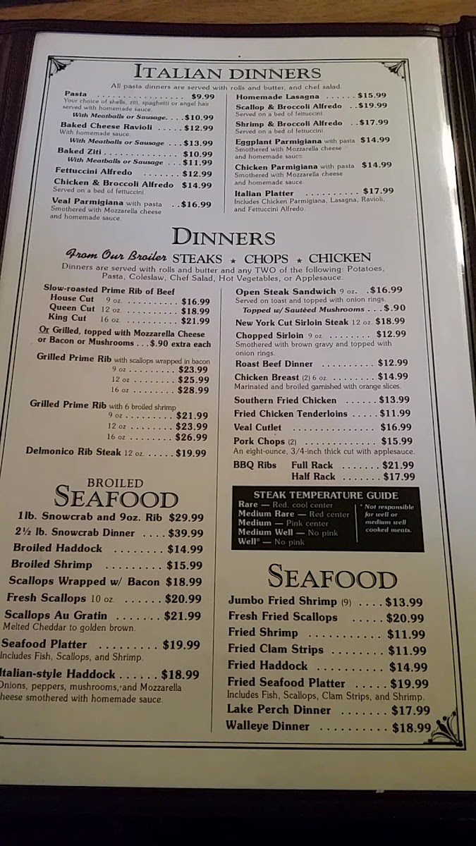Euclid Restaurant menu board