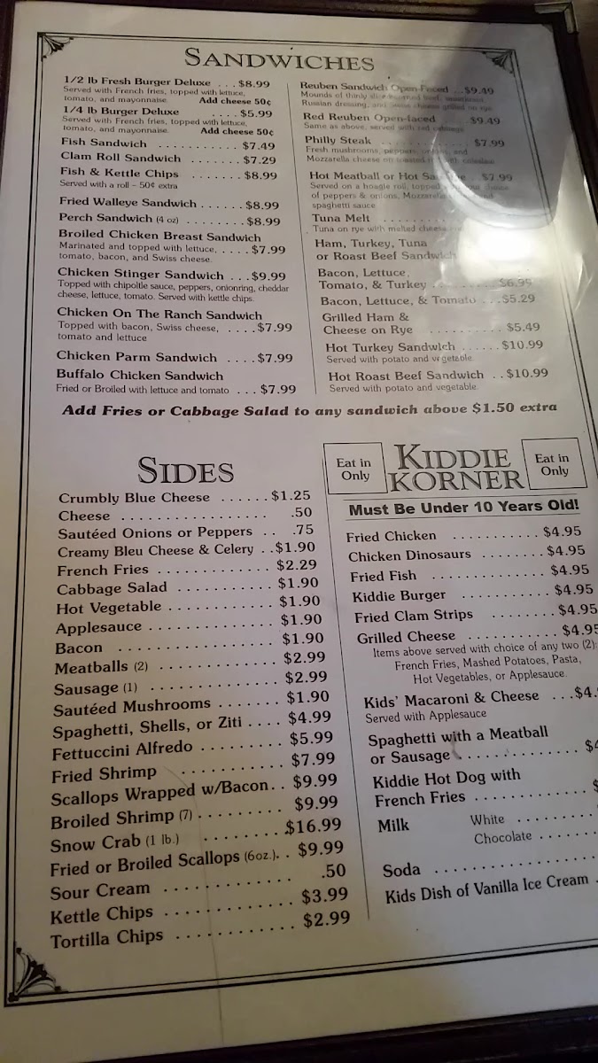 Euclid Restaurant menu board