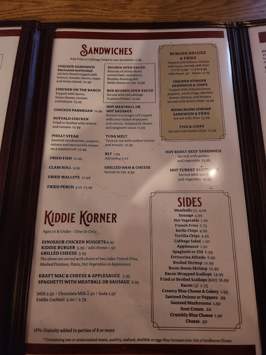Euclid Restaurant menu board