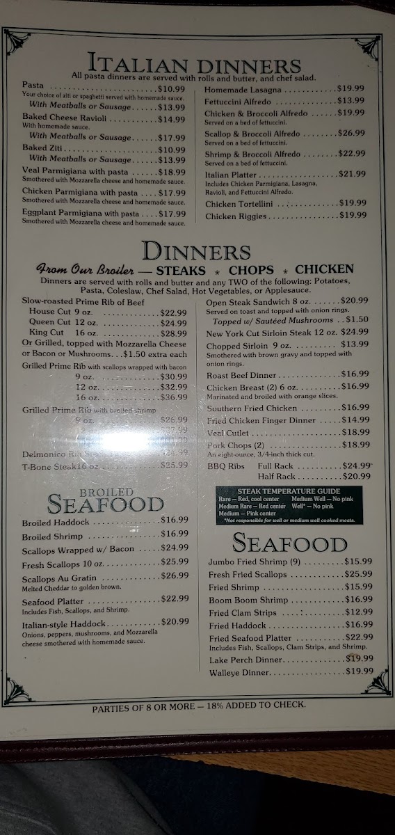 Euclid Restaurant menu board