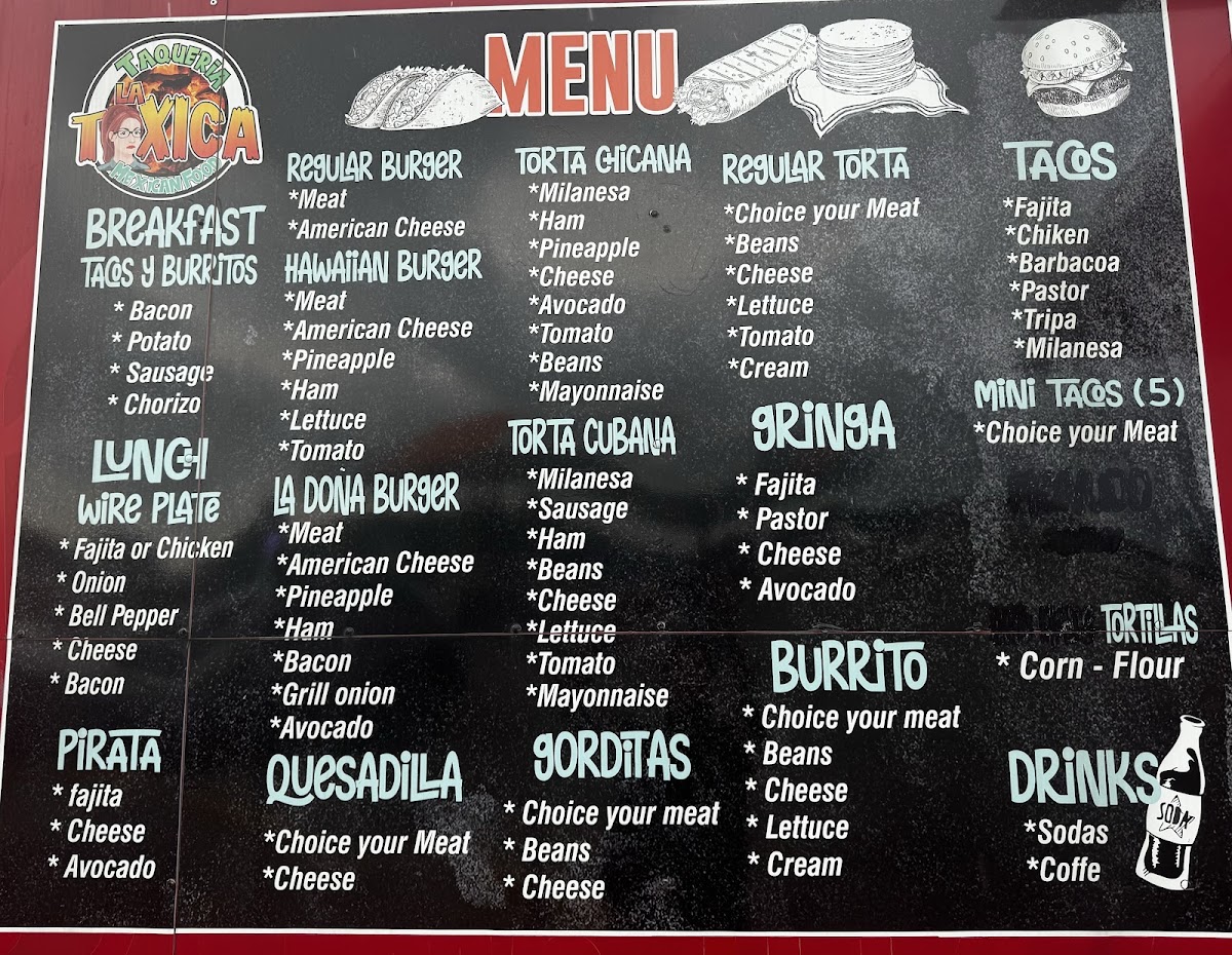 Taqueria La Toxica (Food Truck) menu board