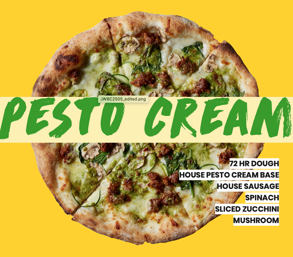 NEONY Pizza Works menu board