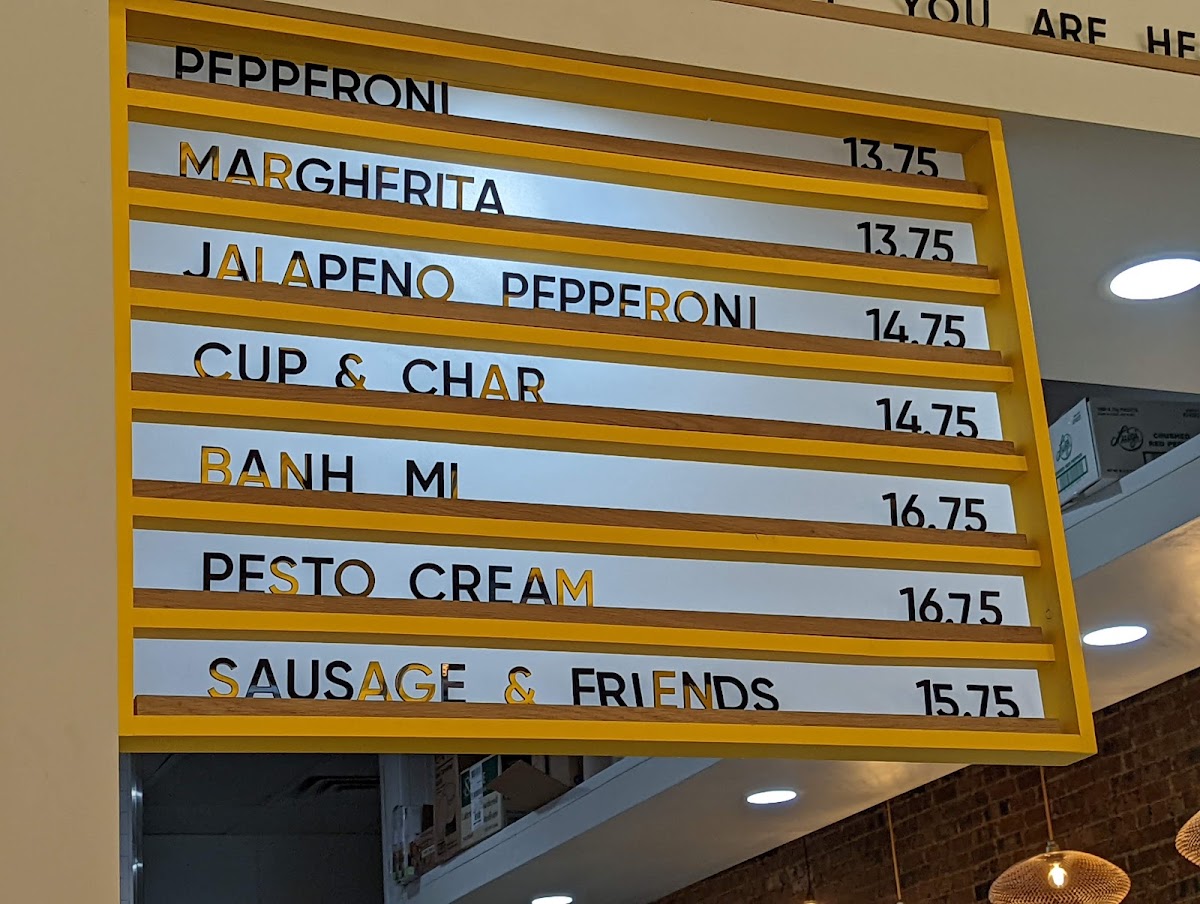 NEONY Pizza Works menu board