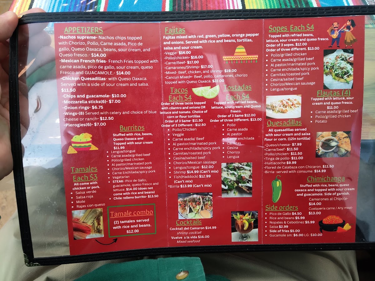 Mi Rancho Mexican Restaurant menu board