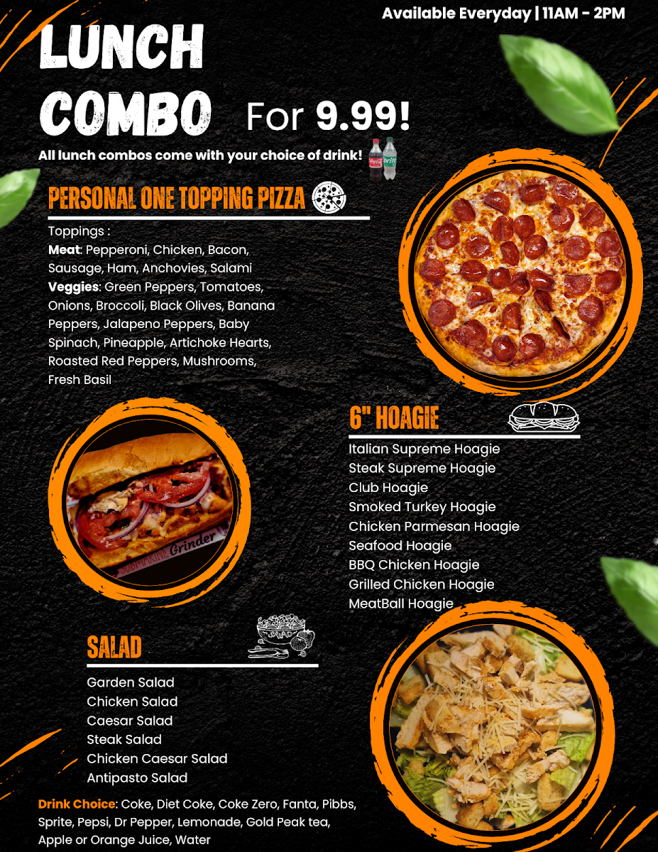 Supreme Pizza And Sub menu board
