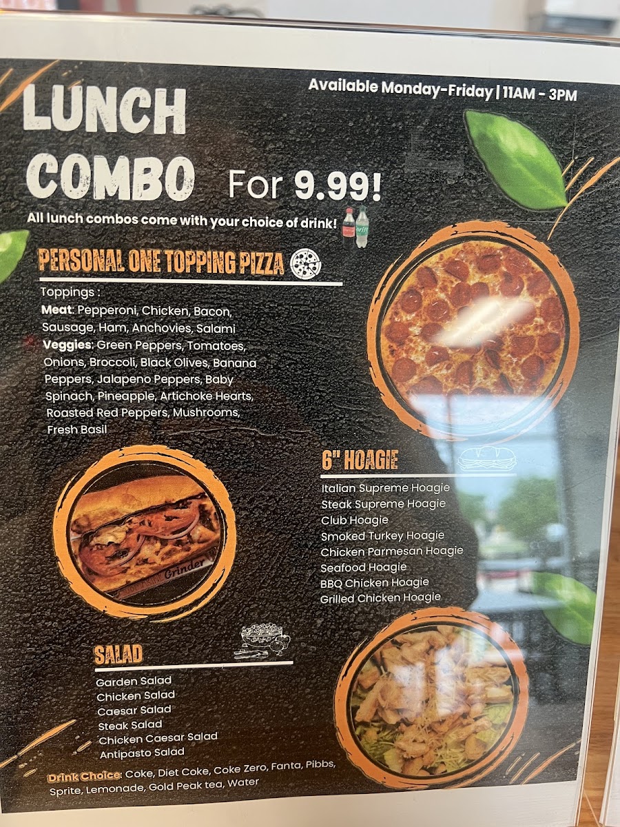 Supreme Pizza And Sub menu board