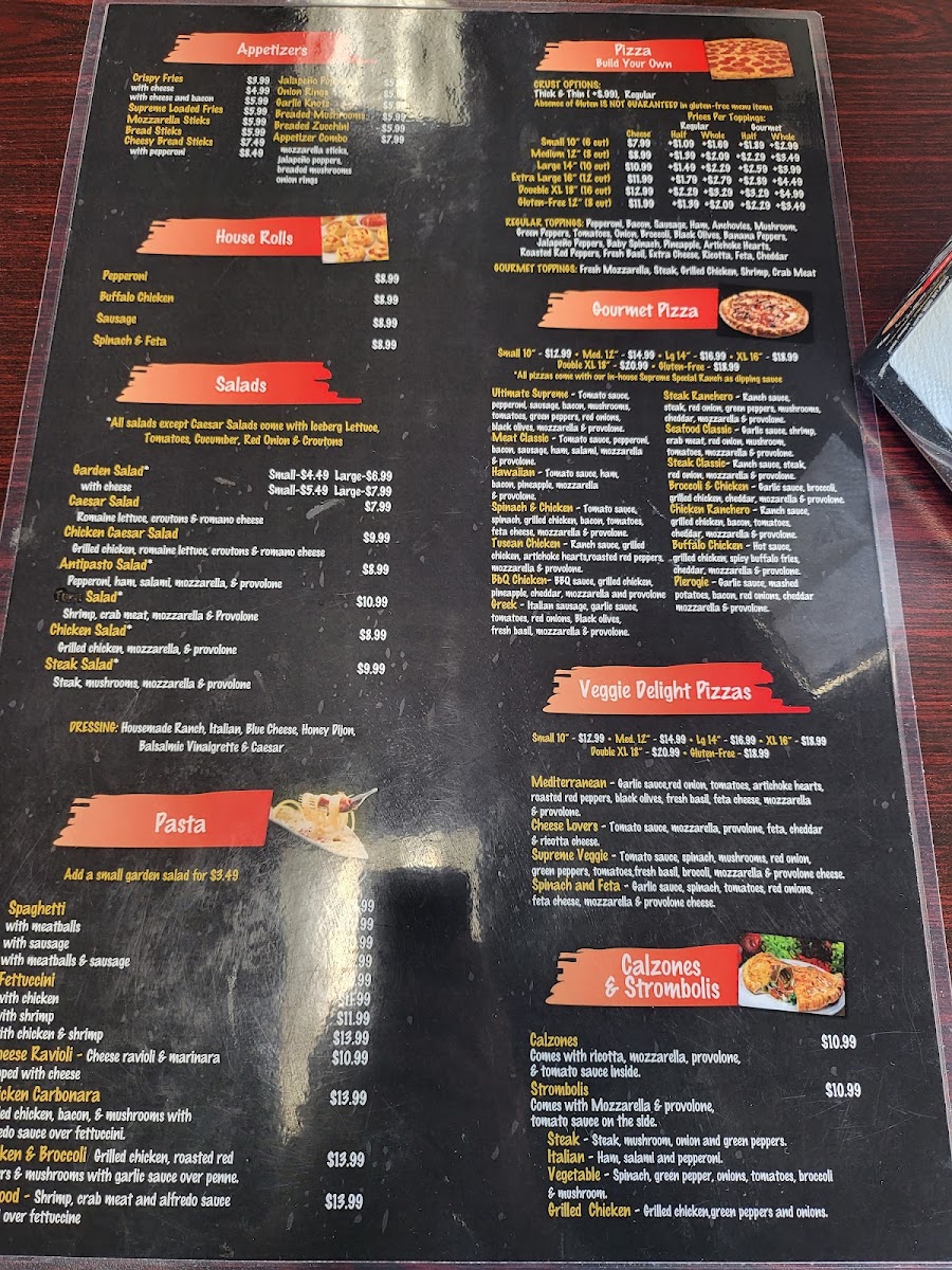 Supreme Pizza And Sub menu board