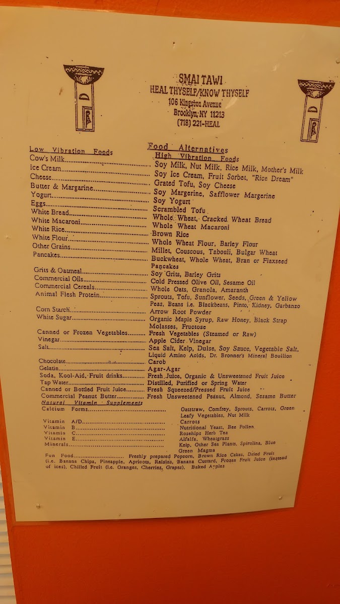 Zizi's Vegan Food Truck menu board