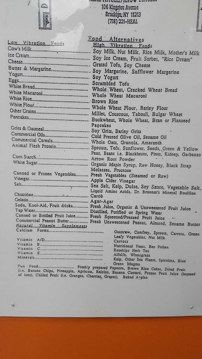 Zizi's Vegan Food Truck menu board
