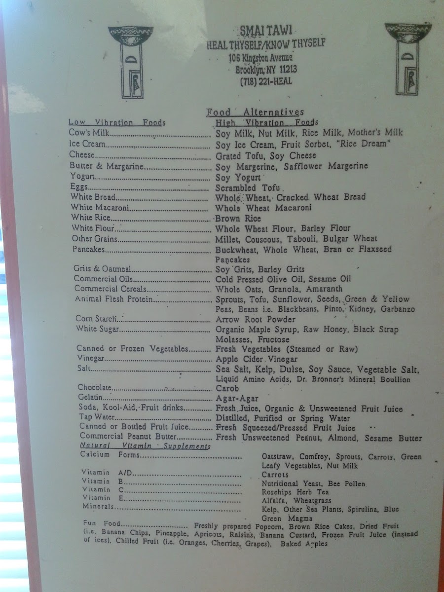 Zizi's Vegan Food Truck menu board