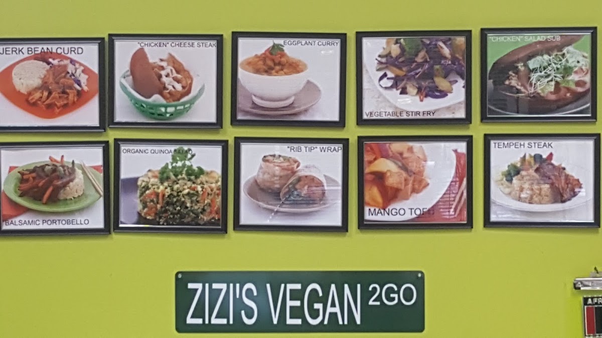 Zizi's Vegan Food Truck menu board