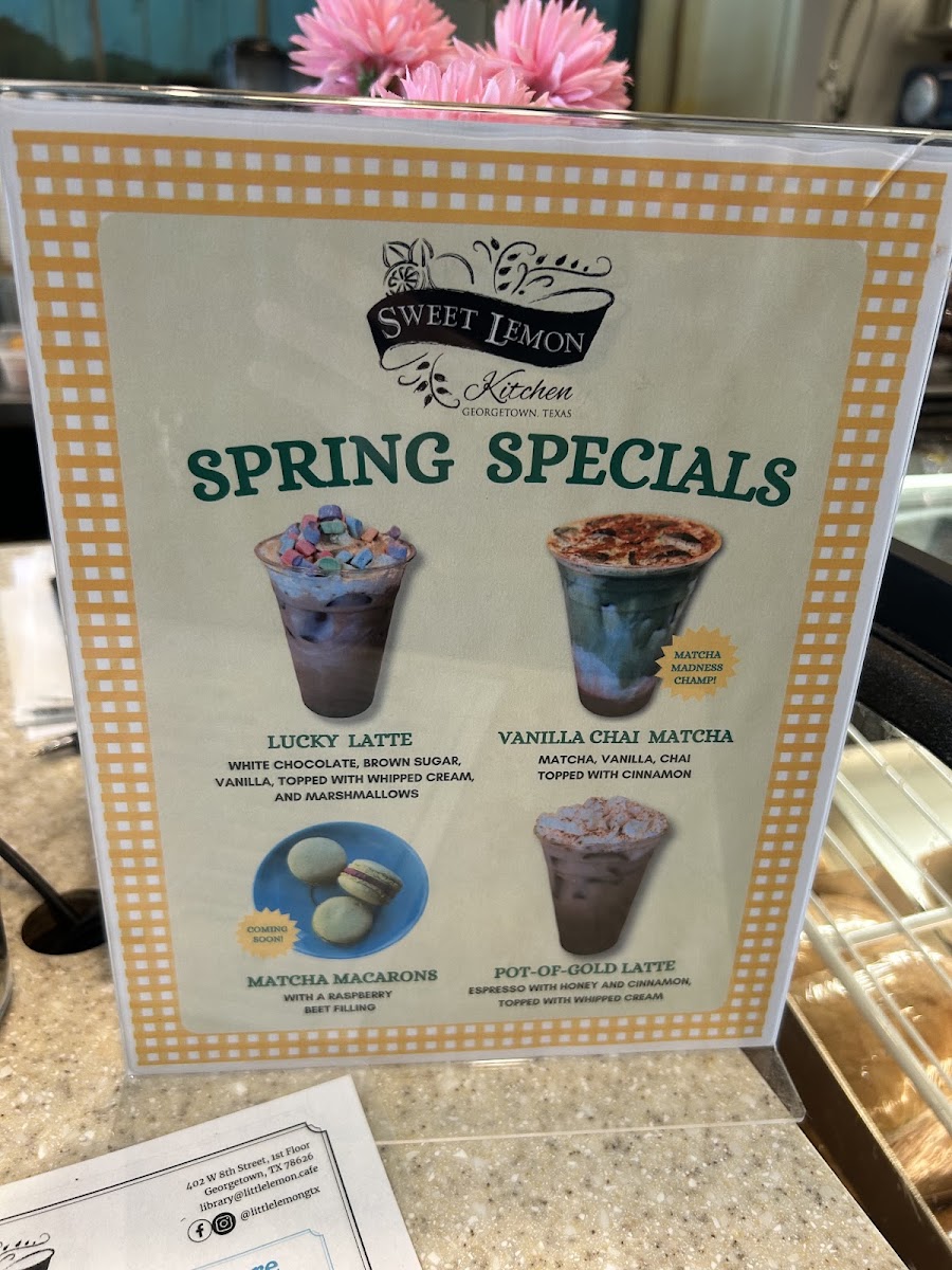 The Little Lemon at the Library menu board