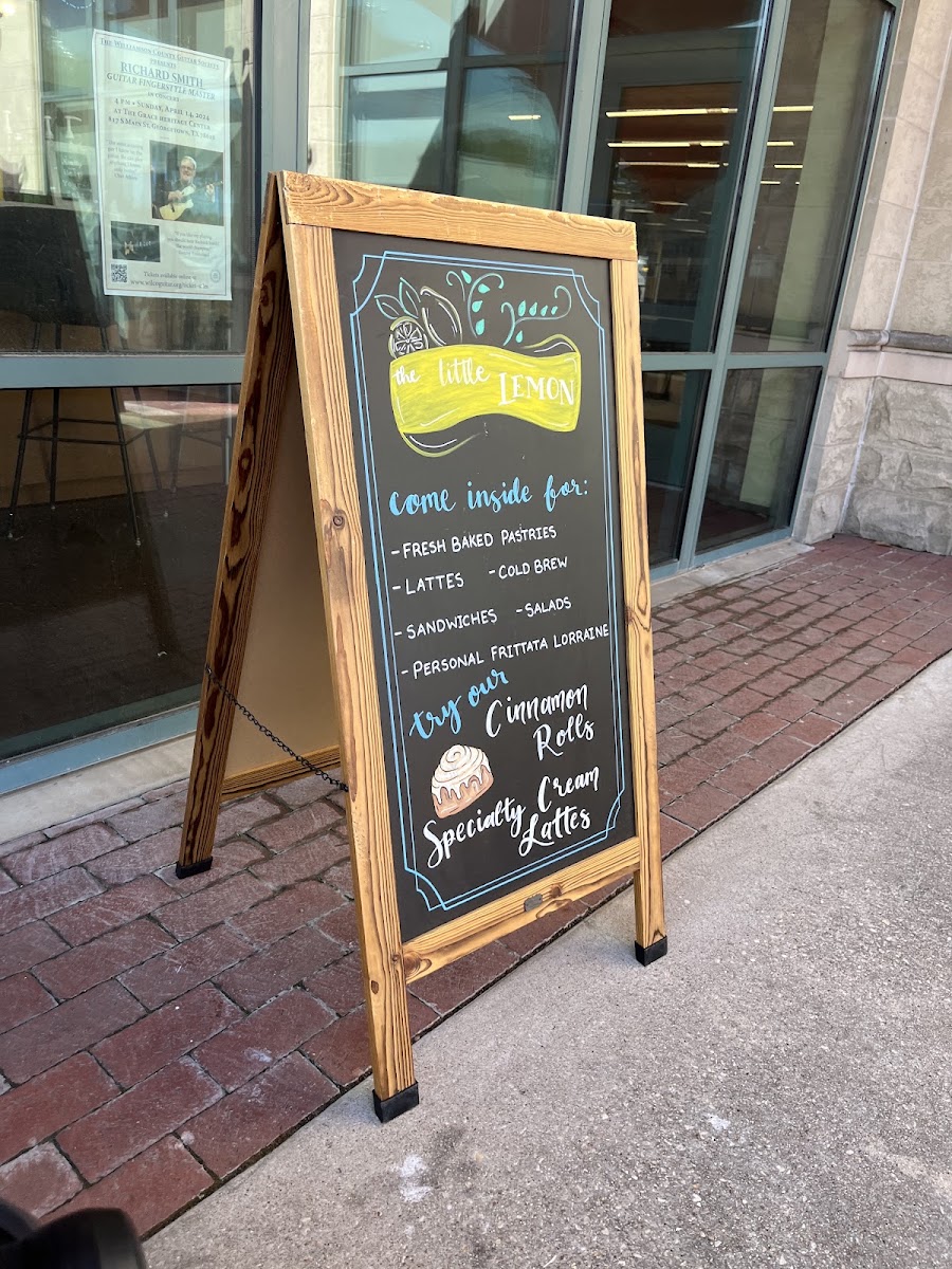The Little Lemon at the Library menu board