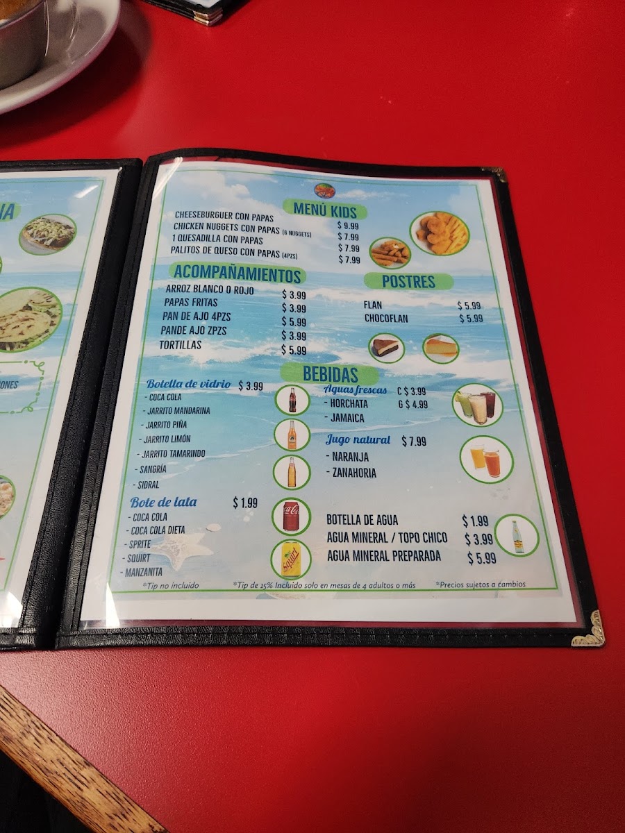 Mariscos La Ramada Estilo Nayarit Bar and Grill menu board