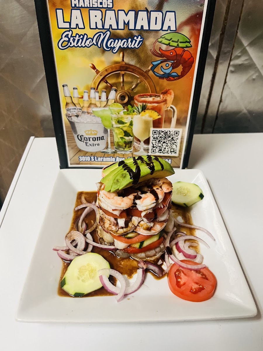 Mariscos La Ramada Estilo Nayarit Bar and Grill menu board